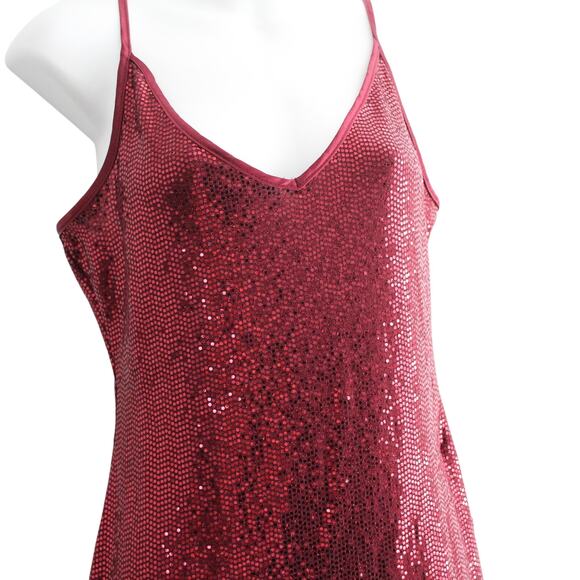 Express Stretch Sequin Burgundy Red Bodycon Tank Mini Dress Size M NWT - Picture 2 of 4